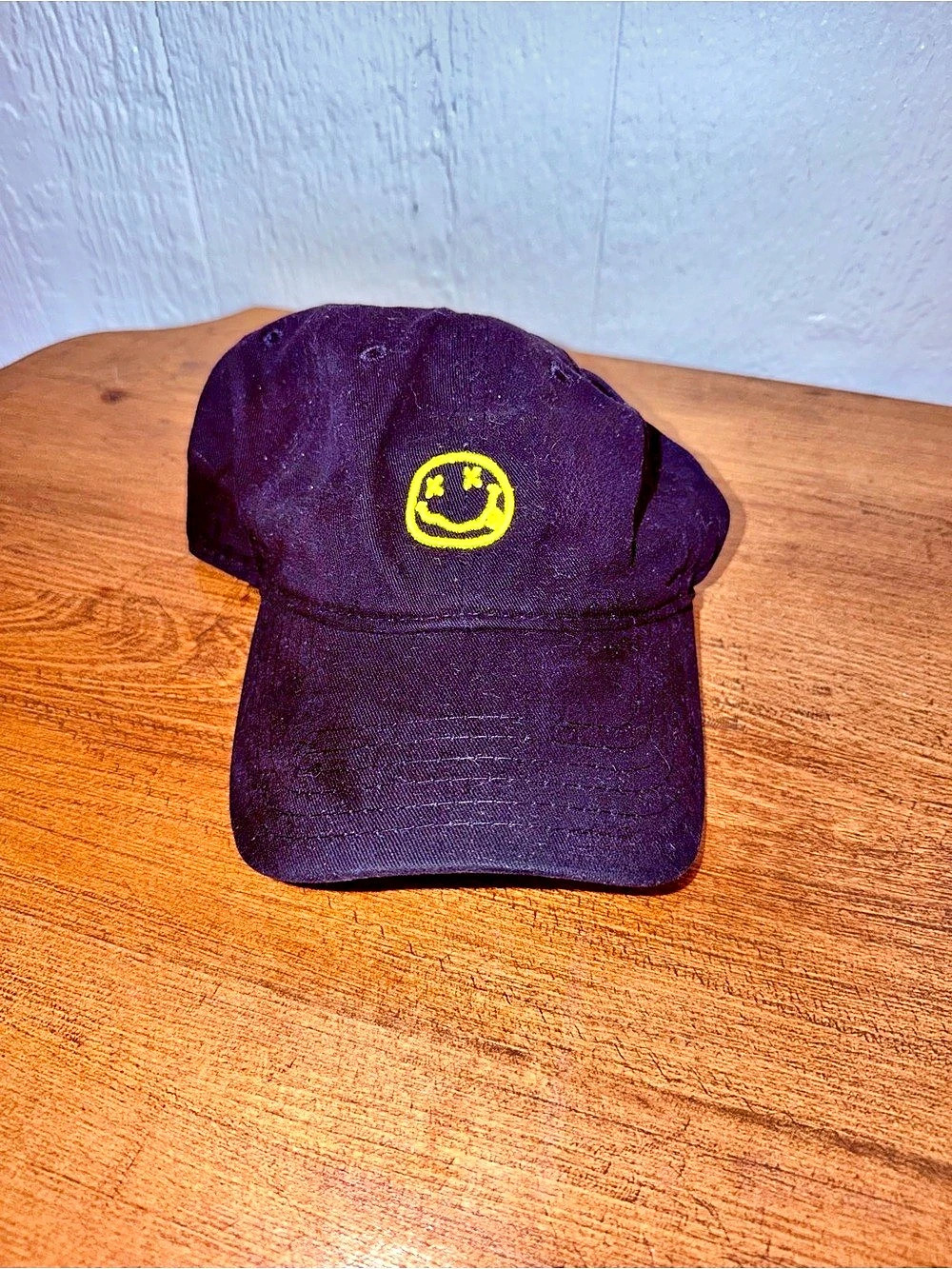 Nirvana Smiley Face Cap Black Embroidered Cap